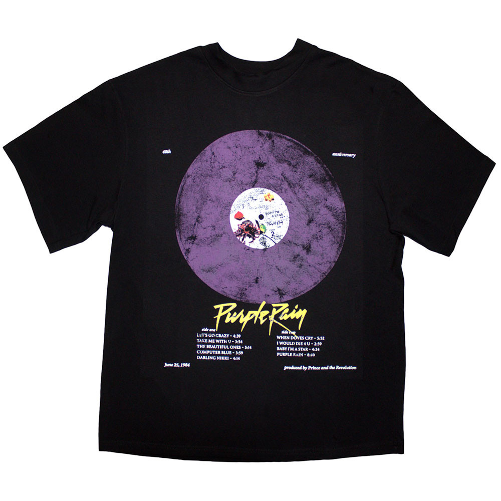 Prince 'Purple Rain Disc' (Black) Oversized Boxy T-Shirt - Limited Edition