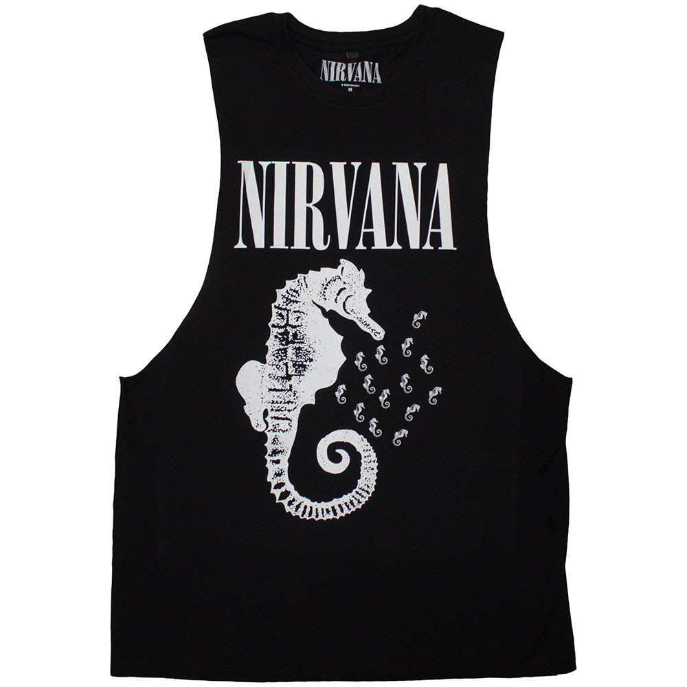 Nirvana 'Seahorse & Logo Mono' (Black) Vest