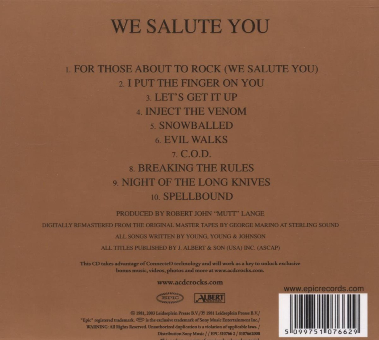 AC/DC 'For Those About To Rock We Salute You' CD Digipack