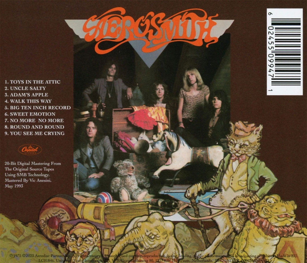 Aerosmith 'Toys In The Attic' CD Jewel Case Back