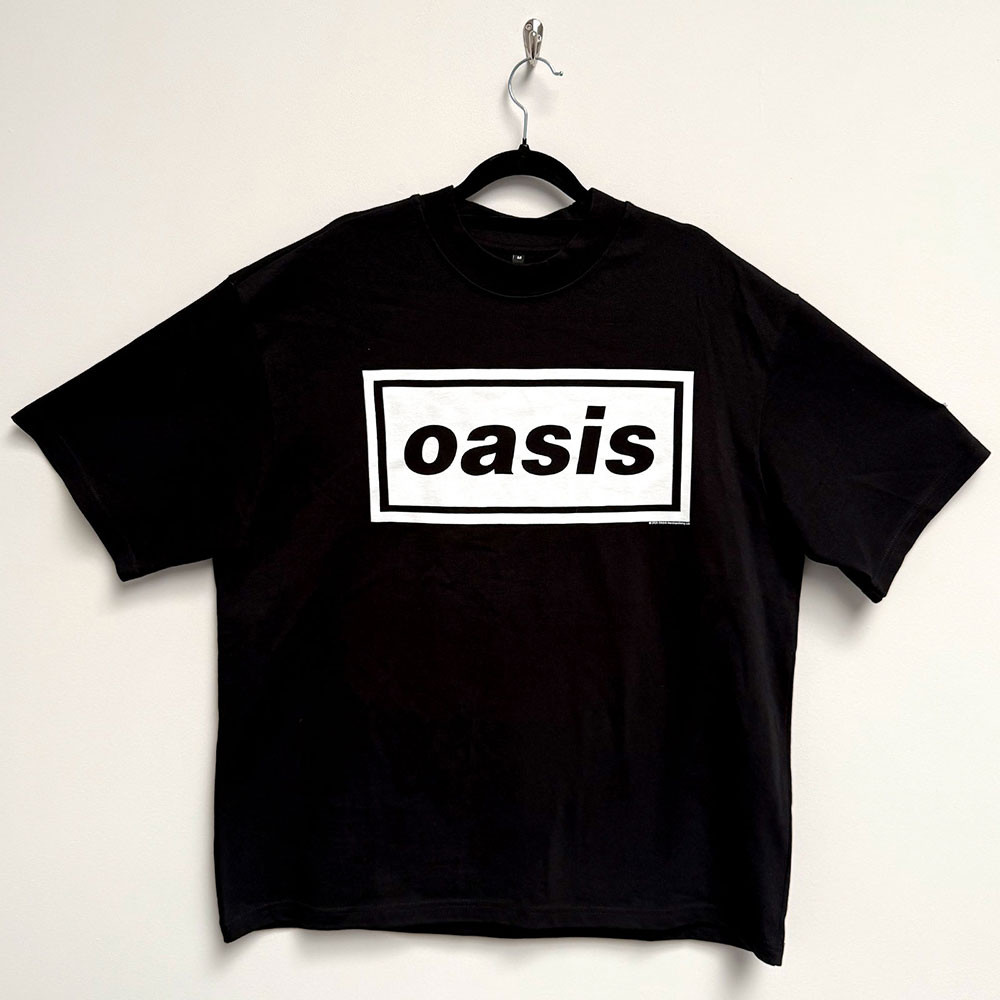 Oasis 'Decca Logo' (Black) Oversized Boxy T-Shirt - Limited Edition on a Hanger