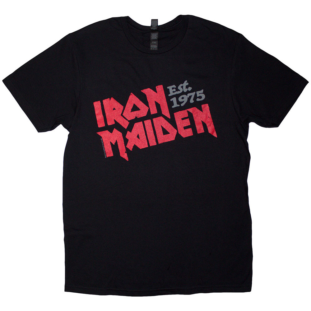 Iron Maiden 'Est. 1975 Slanted Logo' (Black) T-Shirt