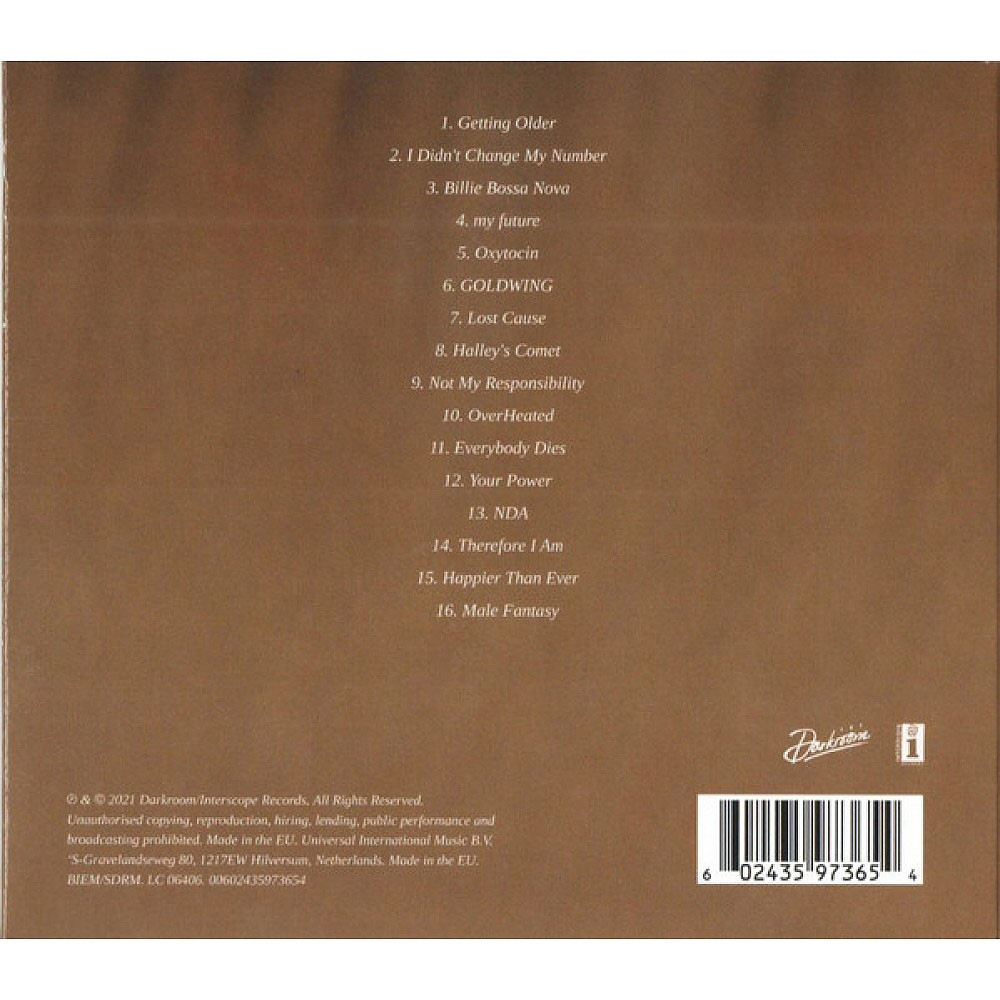 Billie Eilish 'Happier Than Ever' CD Digipack Back