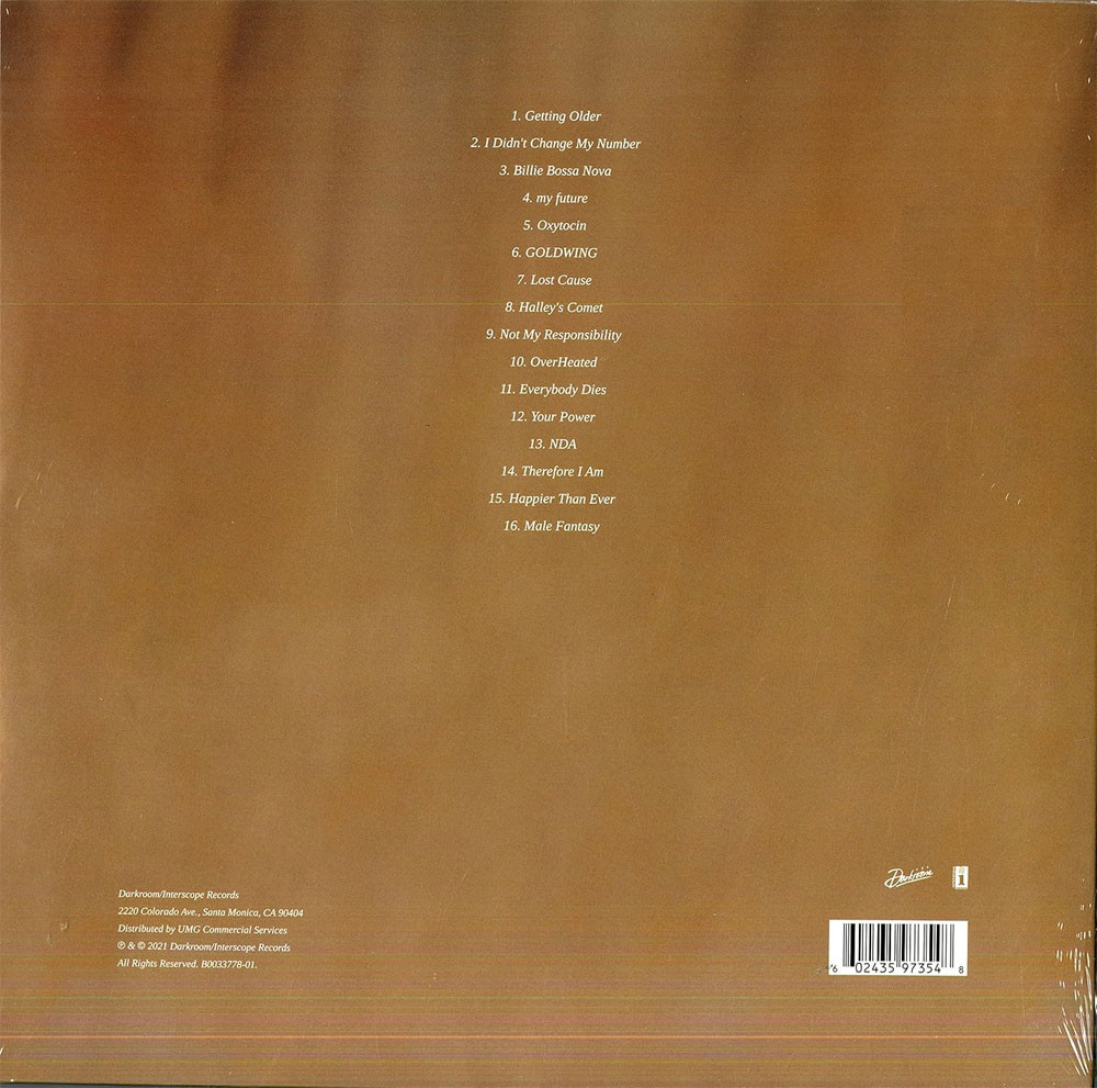 Billie Eilish 'Happier Than Ever' 2LP Gatefold Black Vinyl Back
