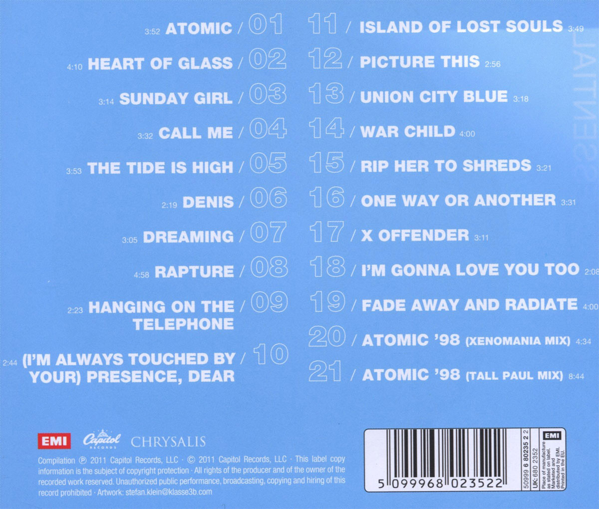 Blondie 'Essential' CD Back