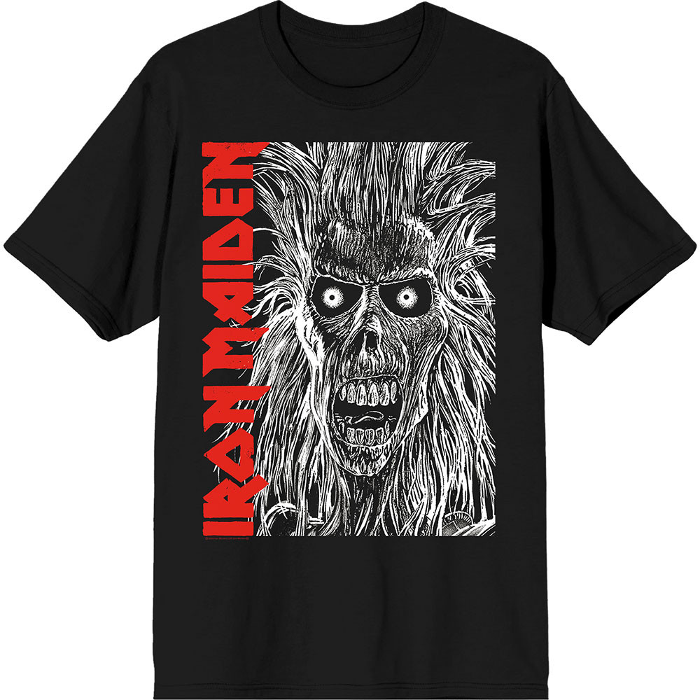 Iron Maiden 'Eponymous Face Red Logo' (Black) T-Shirt