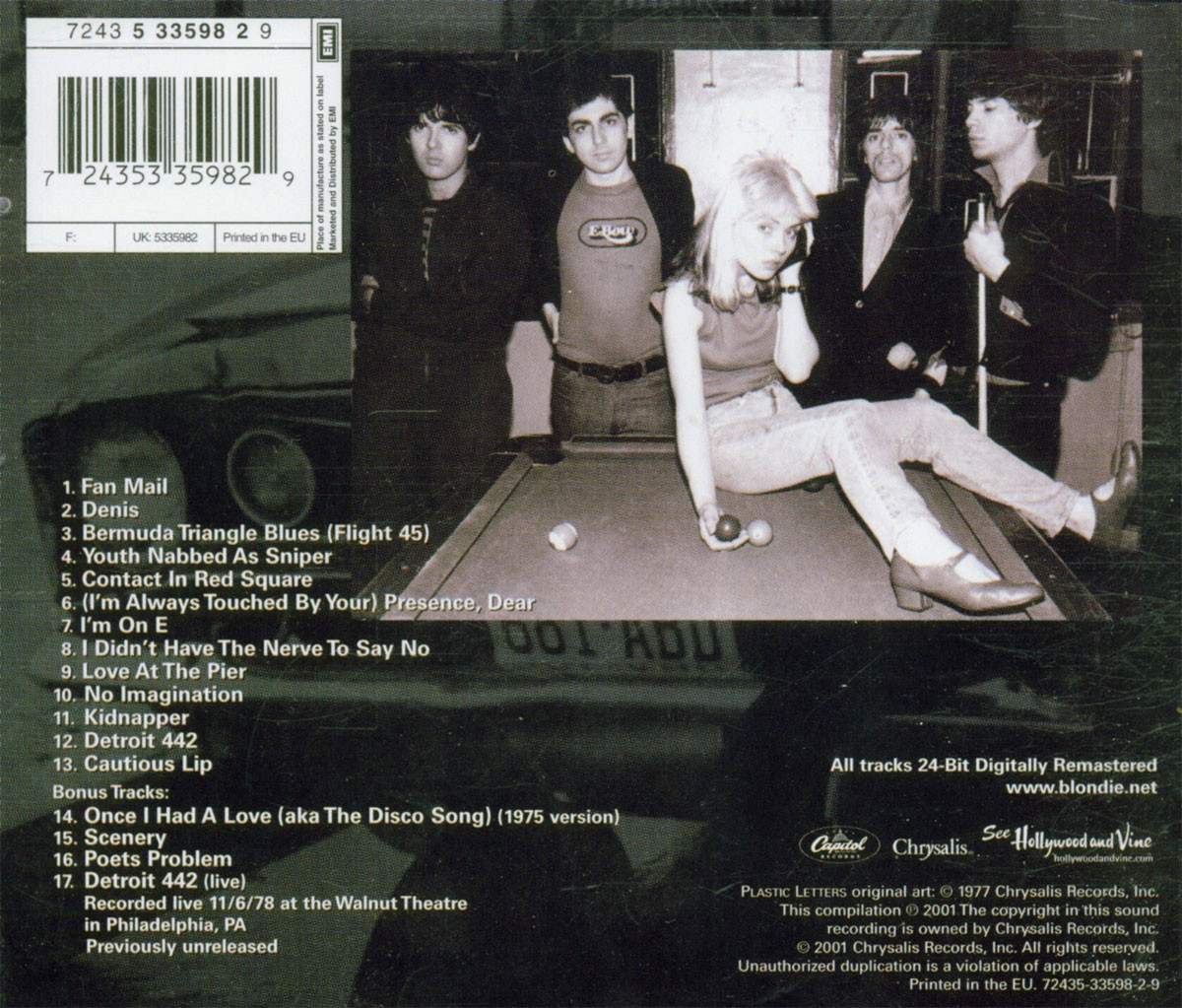 Blondie 'Plastic Letters' CD Back