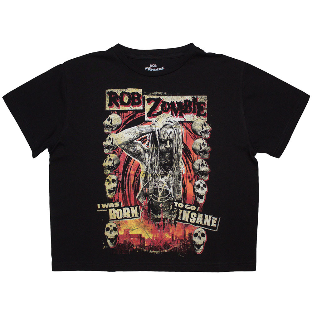 Rob Zombie 'Born To Go Insane' (Black) Womens Crop Top