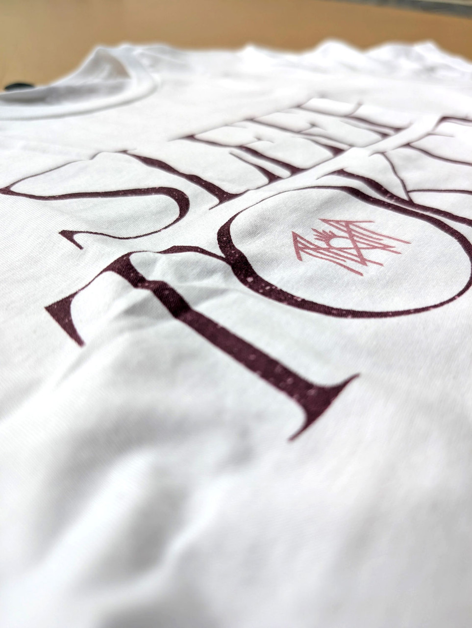 Sleep Token 'Flamingo Circle' (White) T-Shirt close up detail of the front print