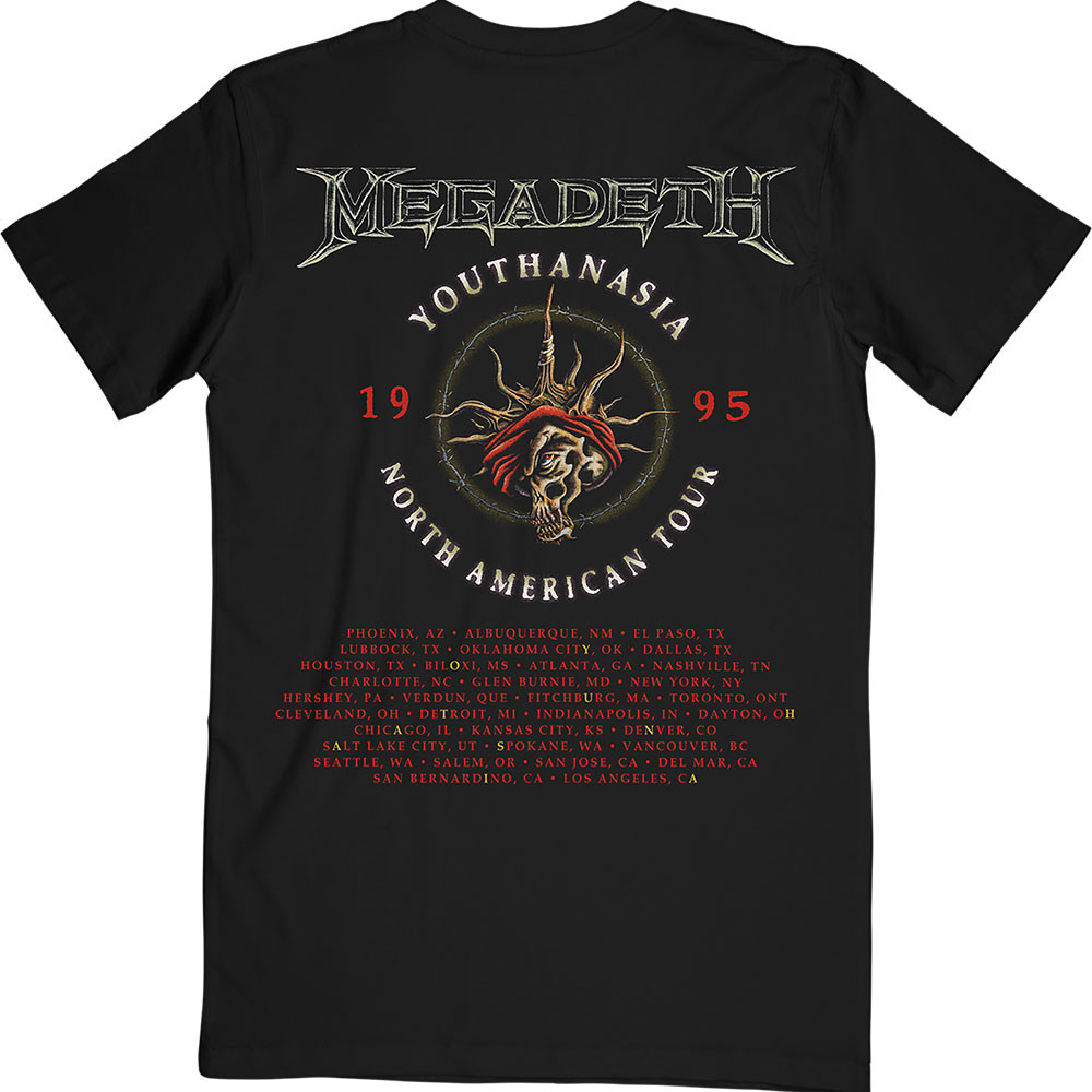 Megadeth 'Youthanasia 1995 North American Tour' (Black) T-Shirt BACK
