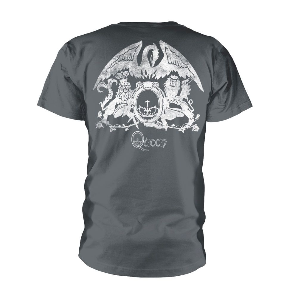 Queen 'Solid Crest' (Grey) T-Shirt Back