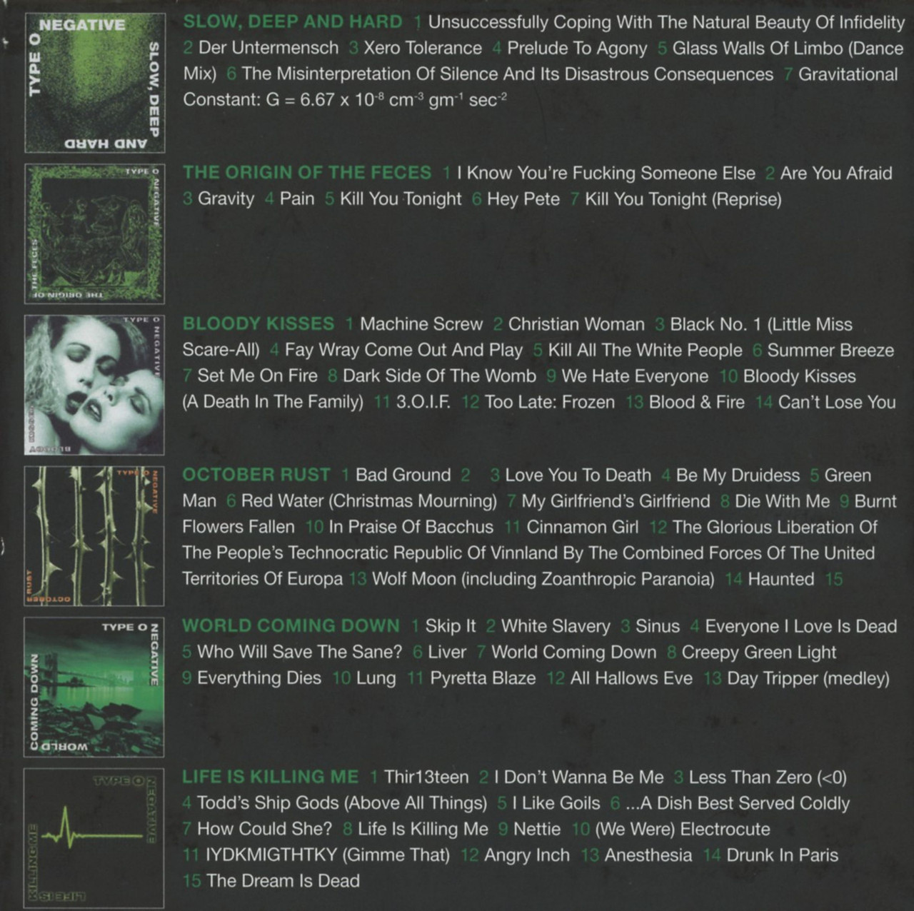 Type O Negative 'The Complete Roadrunner Collection 1991-2003' 6CD Box Set