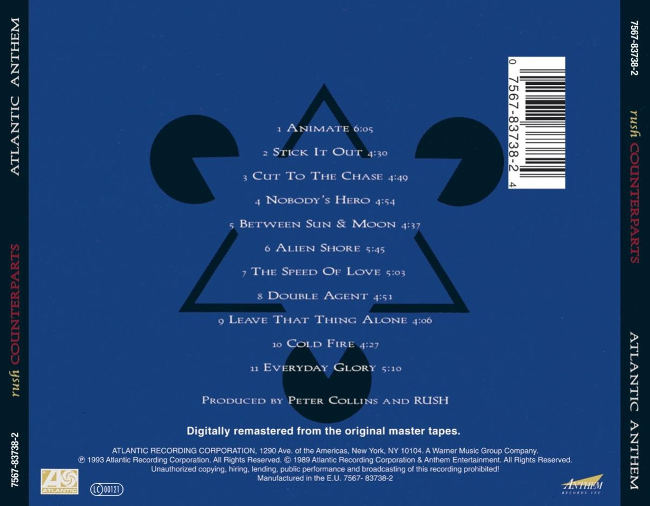 Rush 'Counterparts' (2004 Remaster) CD Jewel Case