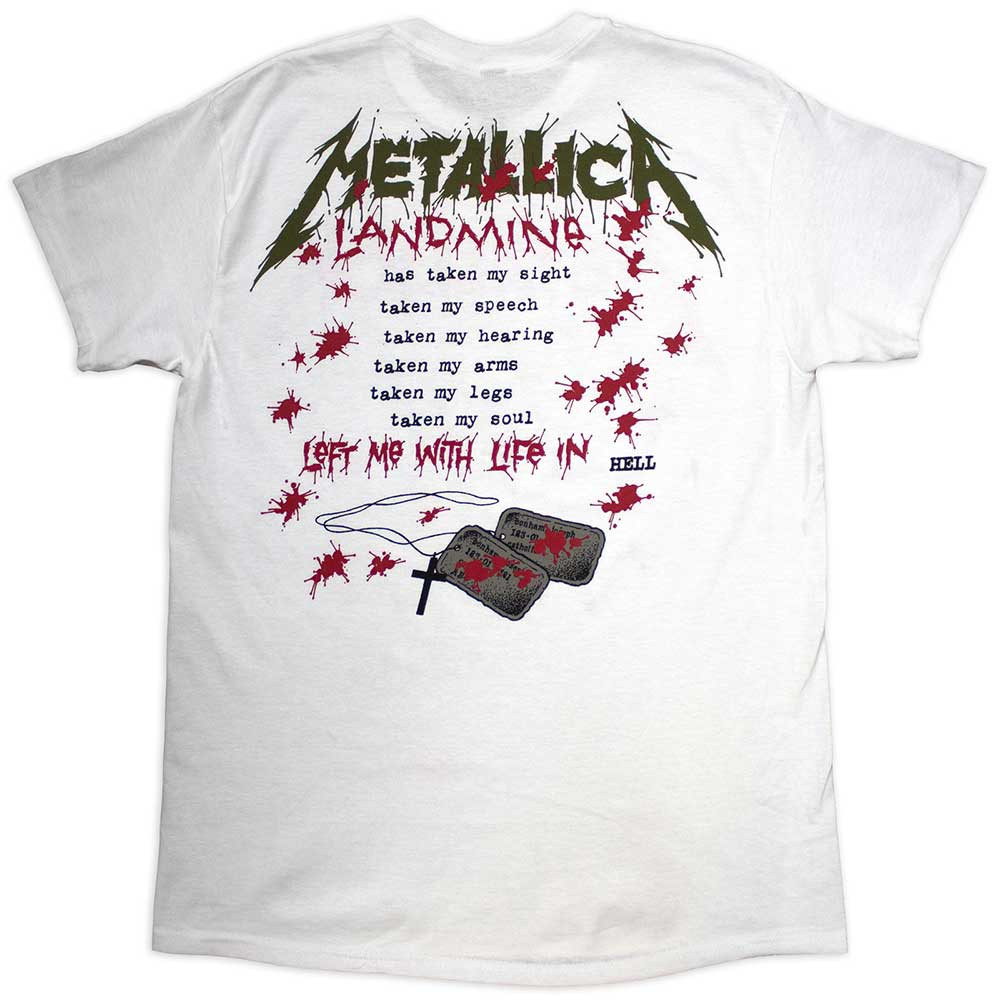 Metallica 'One Landmine' (White)  T-Shirt BACK