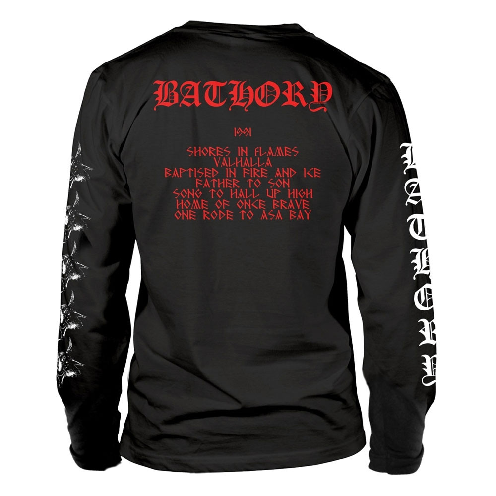 Bathory 'Hammerheart Tracklist' (Black) Long Sleeve Shirt Back