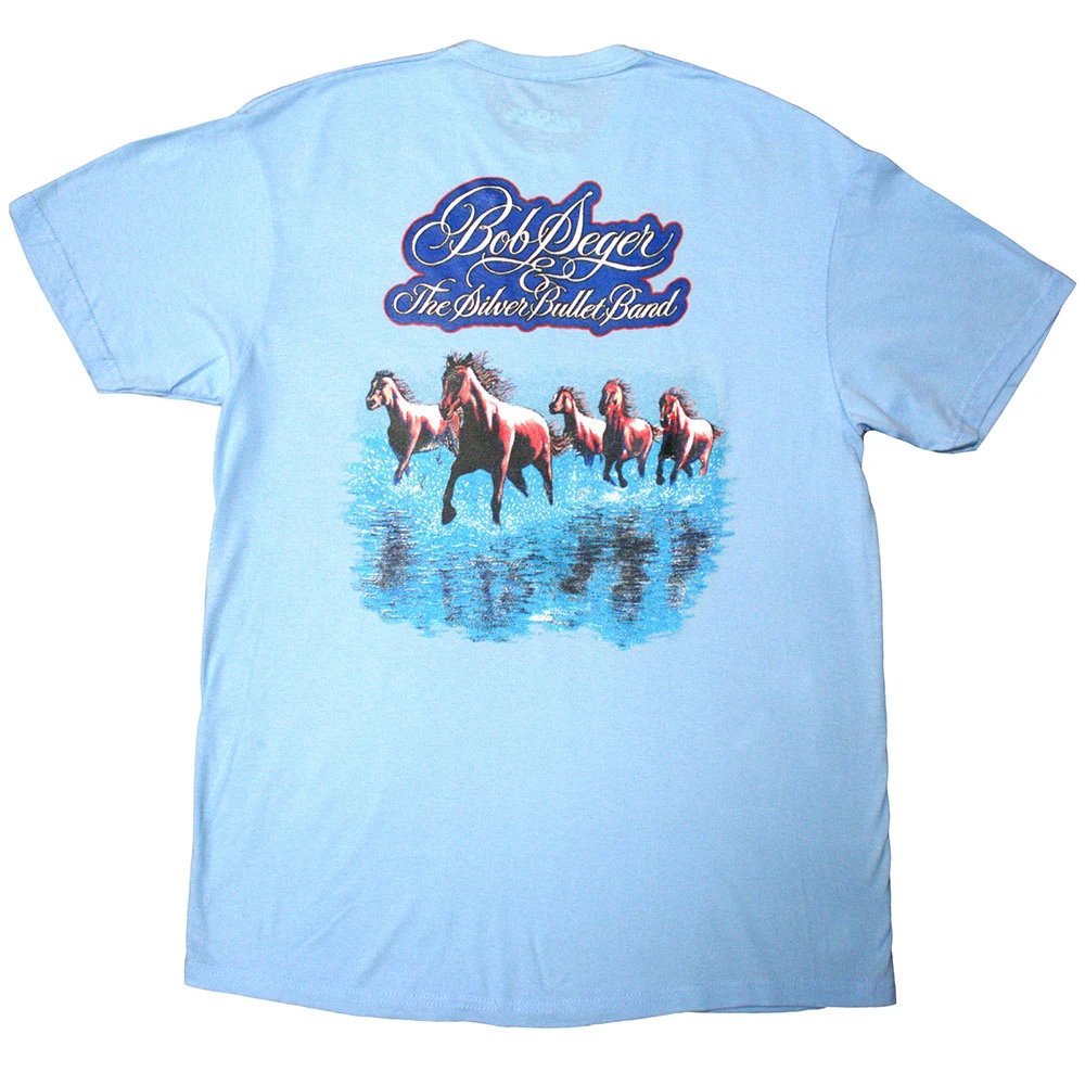 Bob Seger & The Silver Bullet Band 'Horses' (Blue) T-Shirt BACK