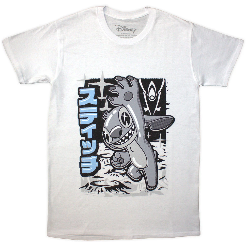Disney Lilo & Stitch 'Stitch Jump Black & White' (White) T-Shirt