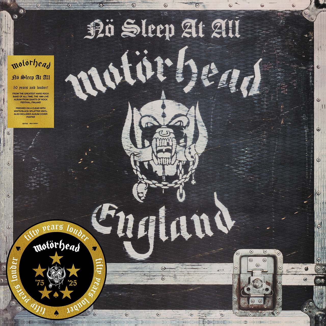 Motorhead 'No Sleep At All' (50th Anniversary Edition) LP Black & White Splatter Vinyl