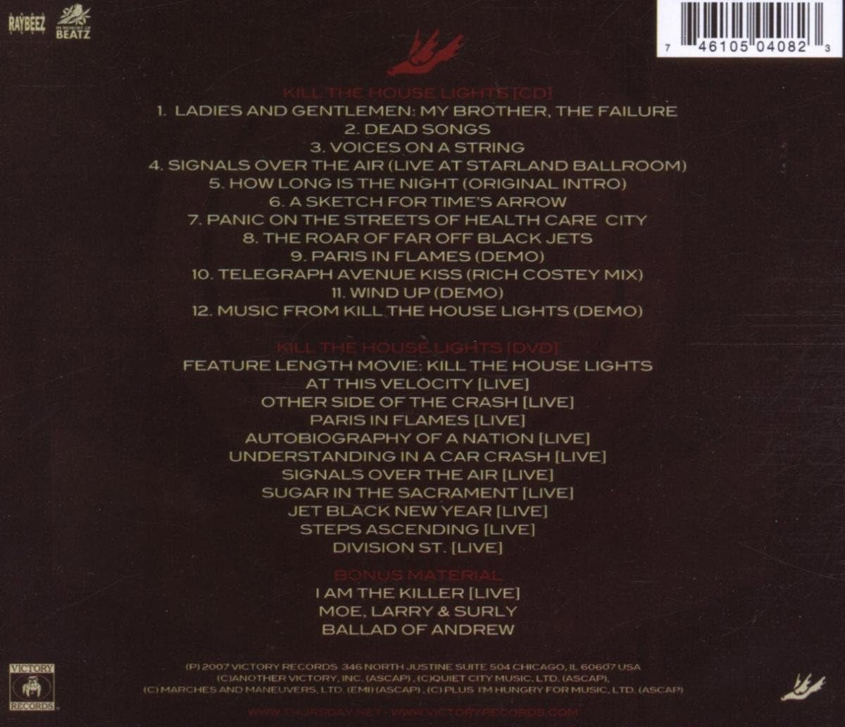 Thursday 'Kill The House Lights' CD/DVD Back