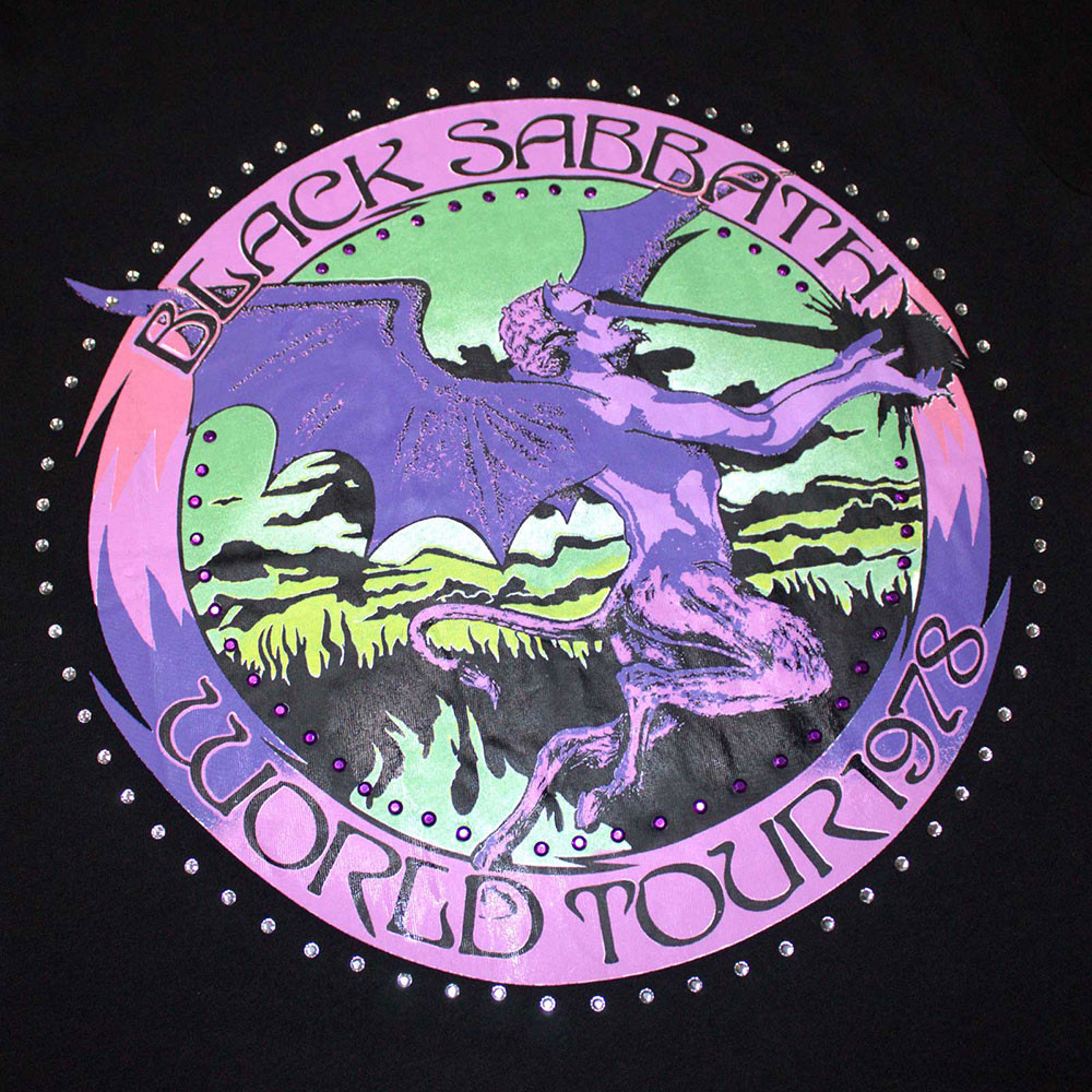 Black Sabbath 'Tour '78' (Black) Kids Eco T-Shirt CLOSE UP