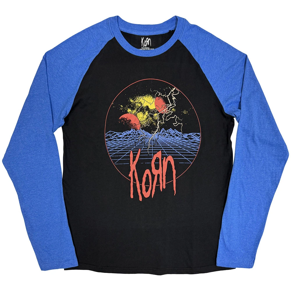 Korn 'Wireframe Space' (Black & Blue) Long Sleeve Eco Raglan Shirt