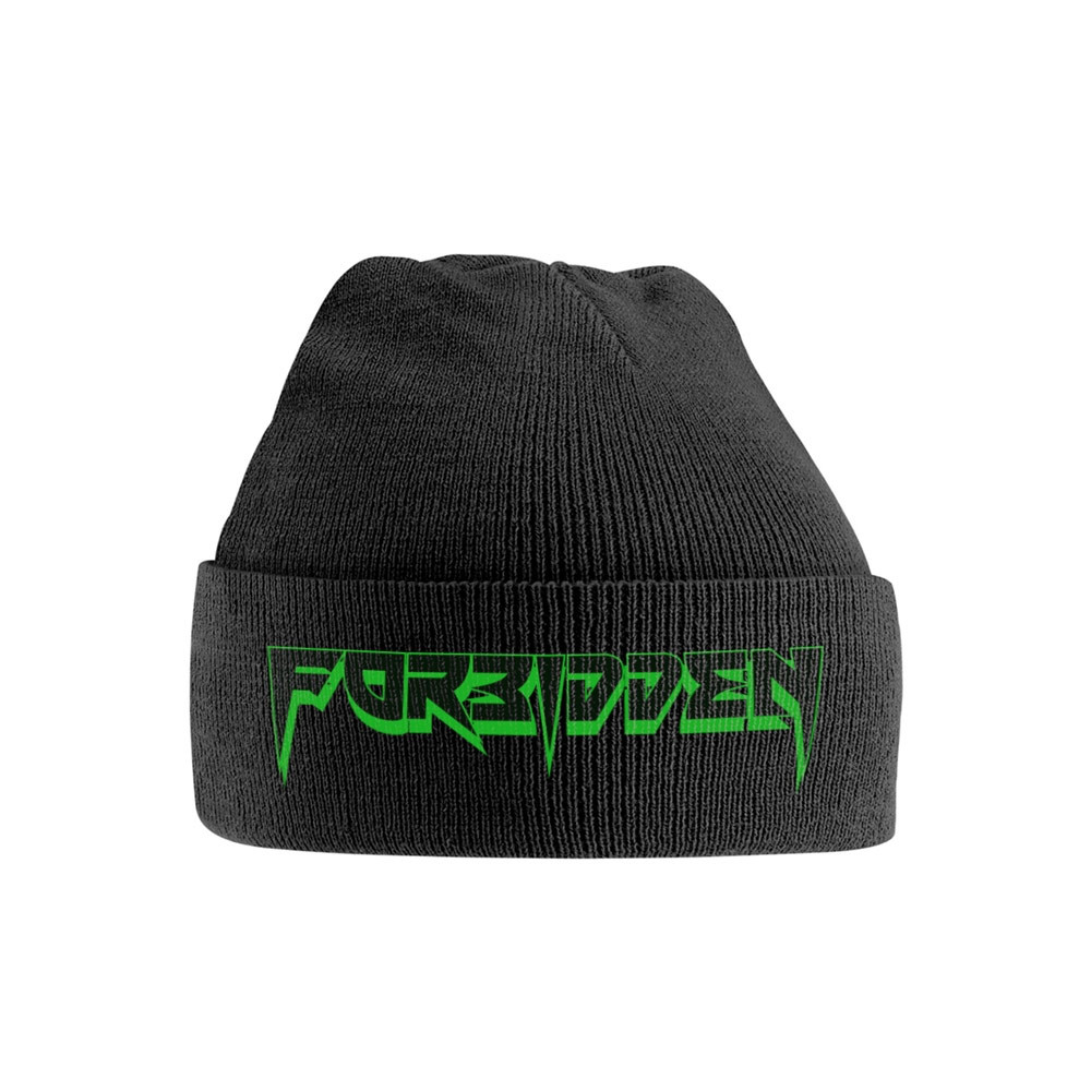Forbidden 'Green Logo' (Black) Cuffed Beanie Hat