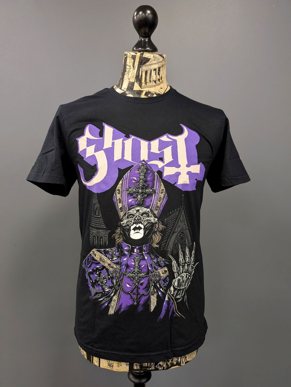 Ghost 'The Tall Man V' (Black) T-Shirt - Eye Drop Select on Mannequin