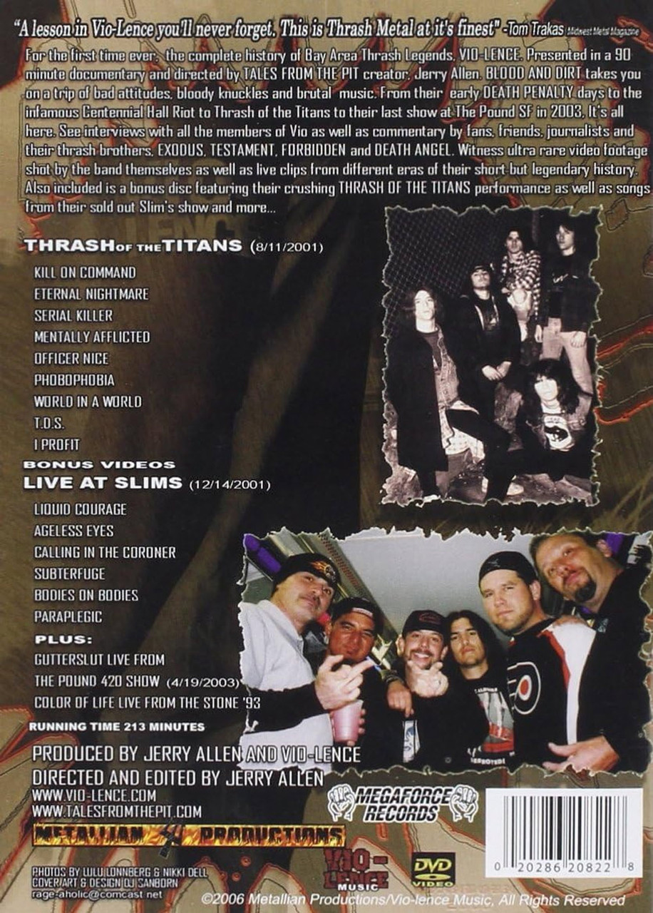 Vio-Lence 'Blood & Dirt' DVD Back