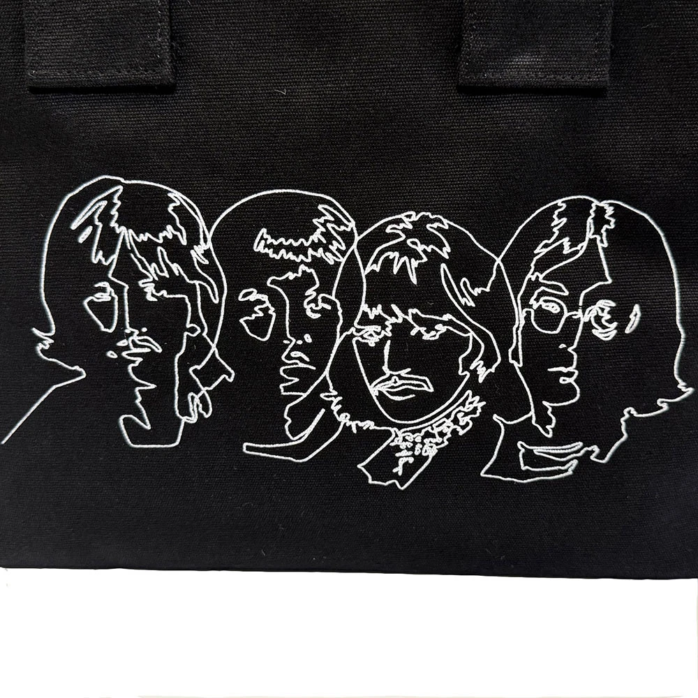 The Beatles 'White Album Faces & Apple' (Black) Zipped Tote Bag