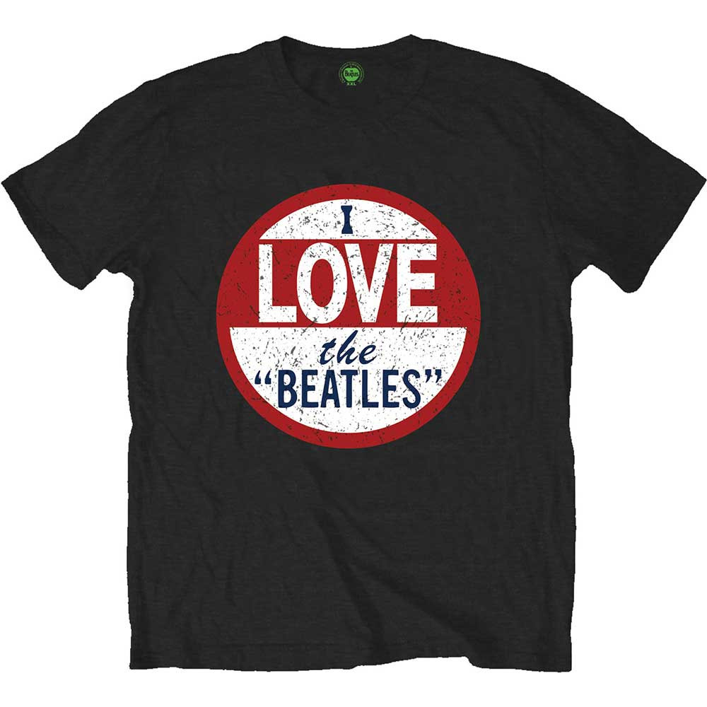 The Beatles 'I Love The Beatles Single Print' (Black) T-Shirt