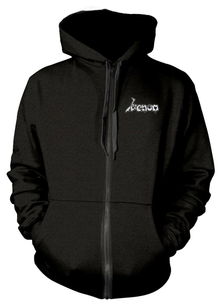 Venom 'In League With Satan' (Black) Zip Up Hoodie Front
