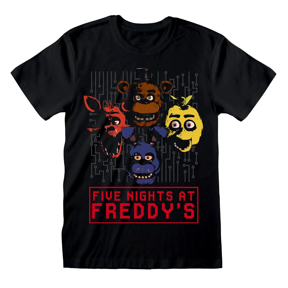 Five Nights At Freddy's '4 Heads' (Black) T-Shirt
