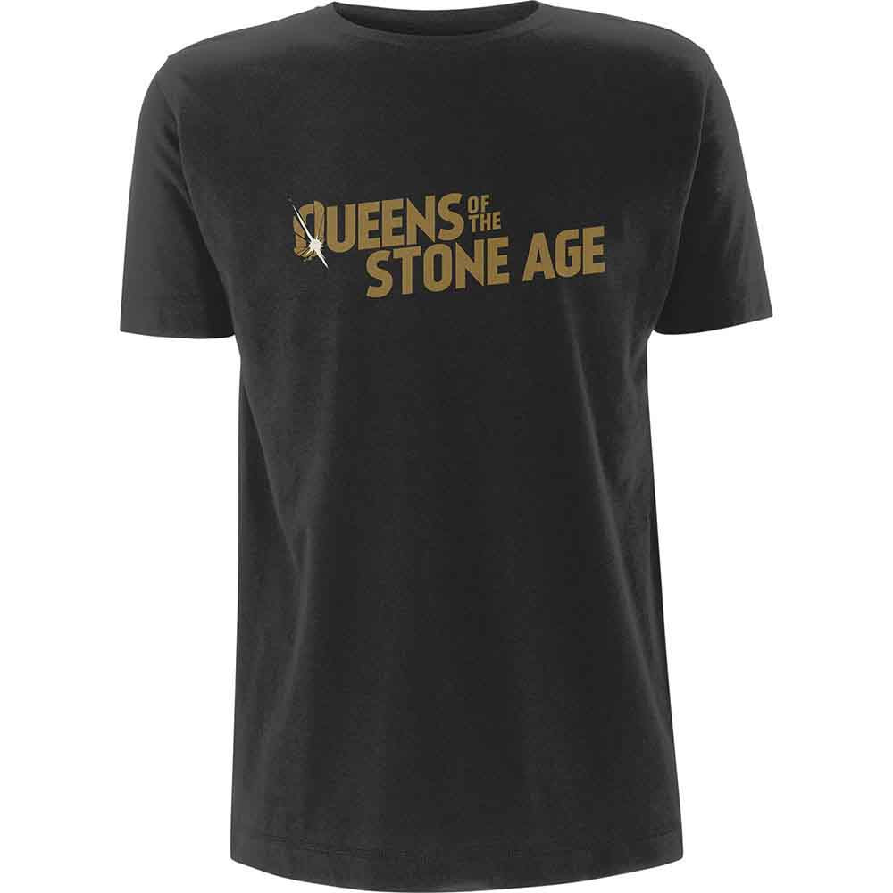 Queens Of The Stone Age 'Metallic Text Logo' (Grey) T-Shirt