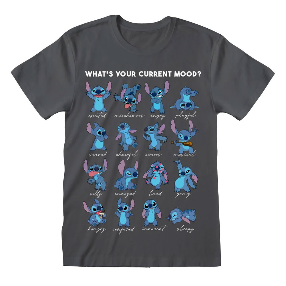 Disney Lilo & Stitch 'Stitch Emotions' (Grey) T-Shirt