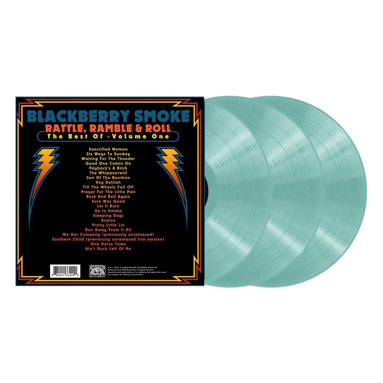 Blackberry Smoke 'Rattle, Ramble & Roll: The Best of Blackberry Smoke Vol. 1' Triple Sea Glass Vinyl BACK