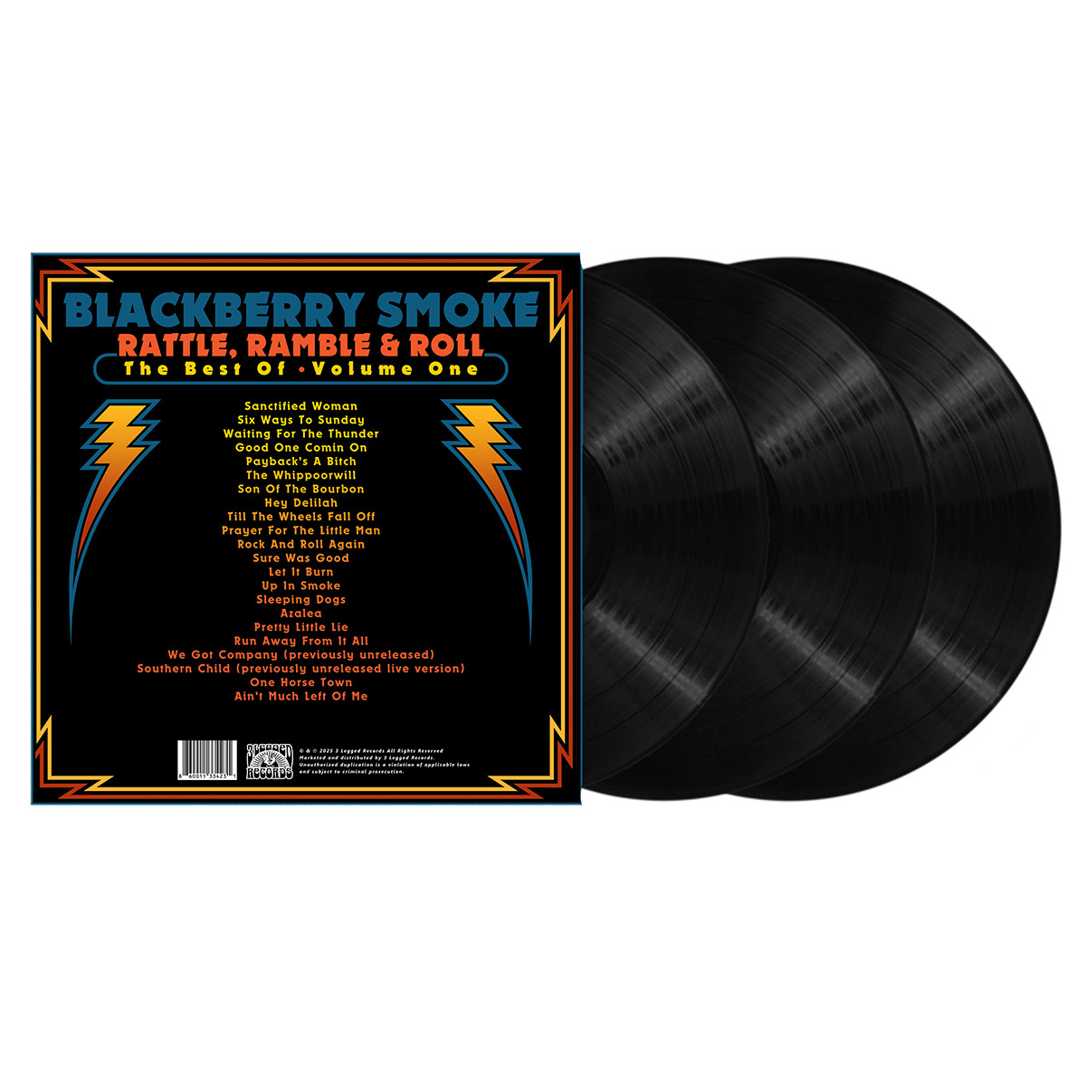 Blackberry Smoke 'Rattle, Ramble & Roll: The Best of Blackberry Smoke Vol. 1' Triple Black Vinyl BACK