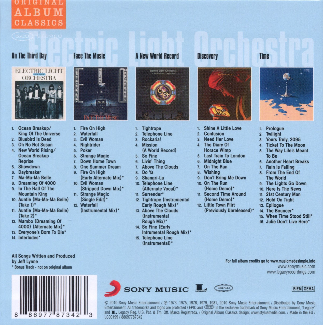 Electric Light Orchestra 'Original Album Classics' 5CD Slipcase Set