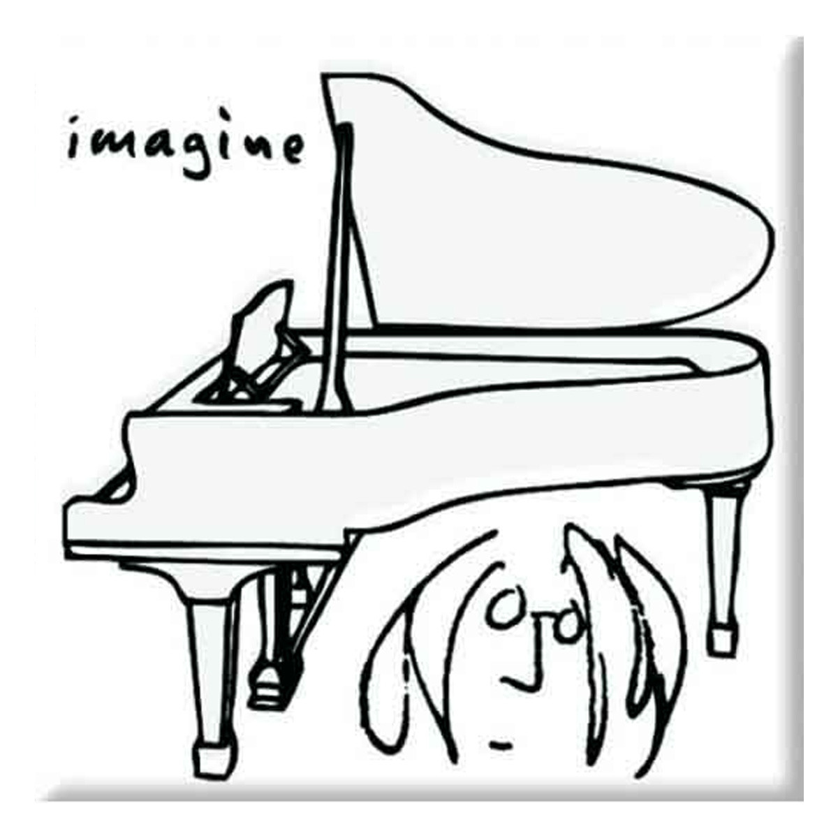 The Beatles 'John Lennon - Imagine Black On White' Fridge Magnet