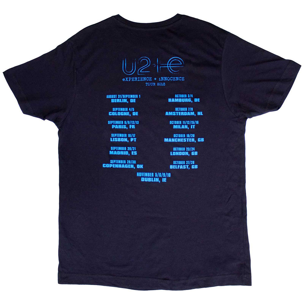 U2 'Logo E+I 2018 Tour Dates' (Navy) T-Shirt BACK