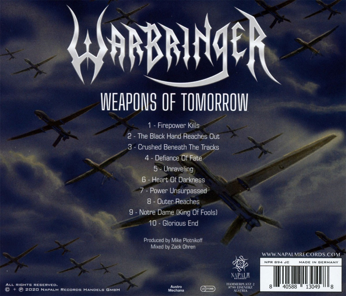 Warbringer 'Weapons Of Tomorrow' CD Back