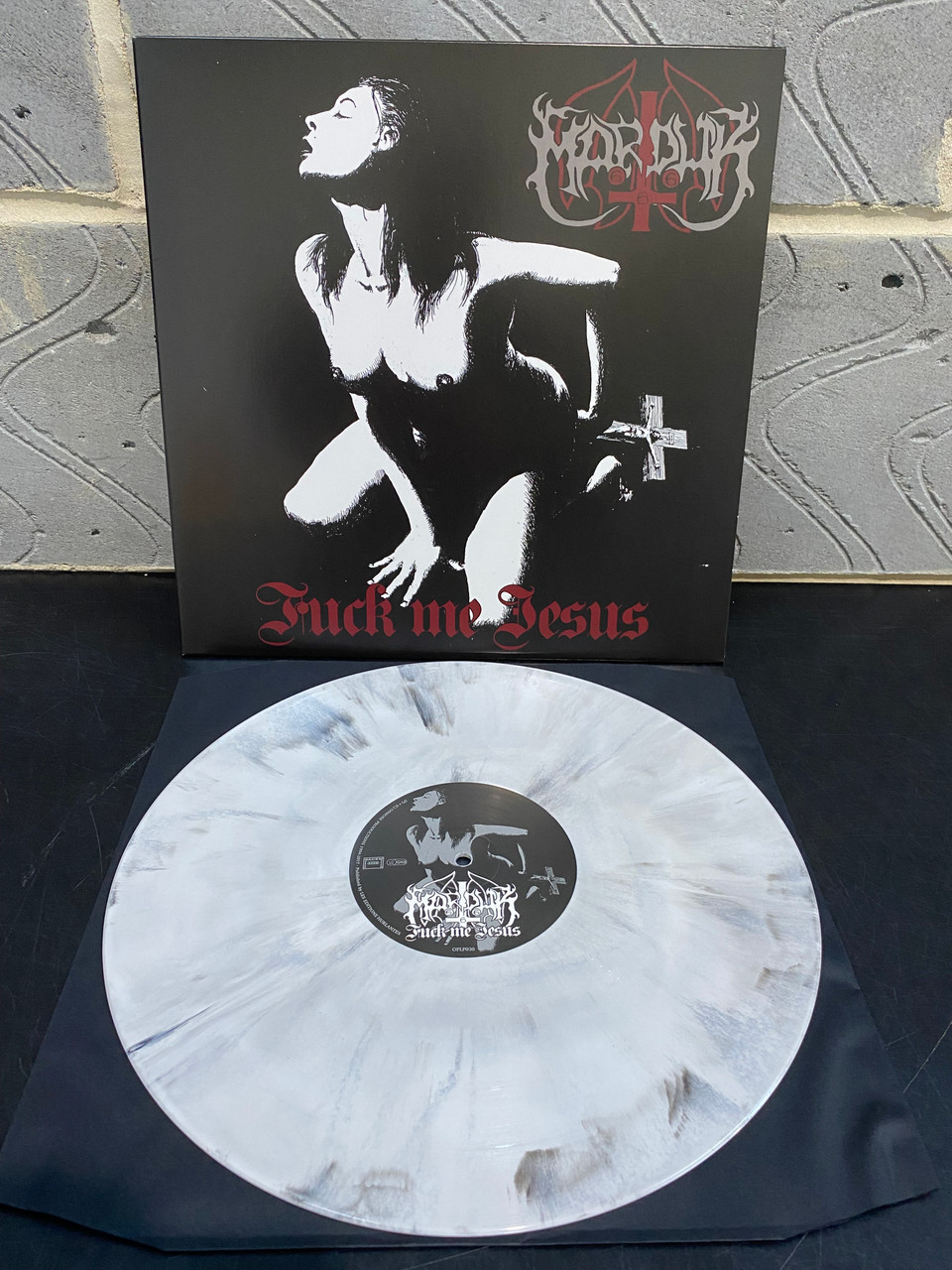 Marduk 'Fuck Me Jesus' LP Grey White Black Marbled Vinyl