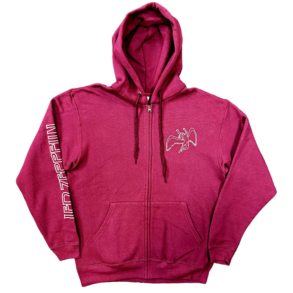 Led Zeppelin'Symbols' (Red) Zip Up Hoodie