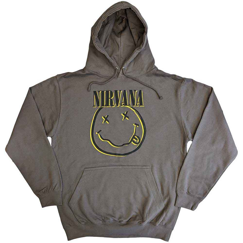 Nirvana 'Inverse Happy Face' (Grey) Pull Over Hoodie