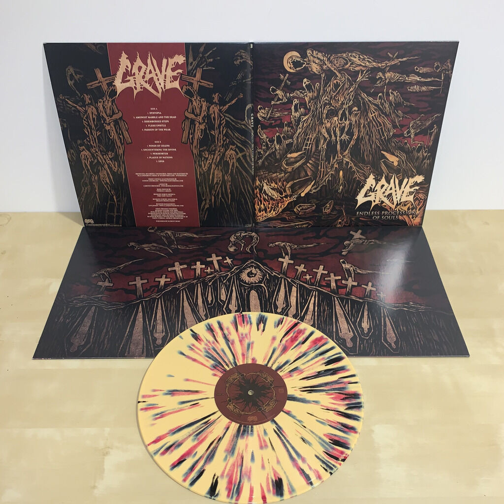 Grave 'Endless Procession Of Souls' LP Mustard Red Black Splatter Vinyl
