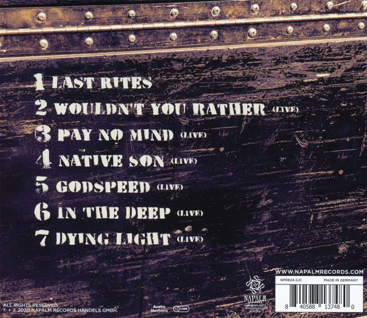 Alter Bridge 'Walk The Sky 2.0' CD Back
