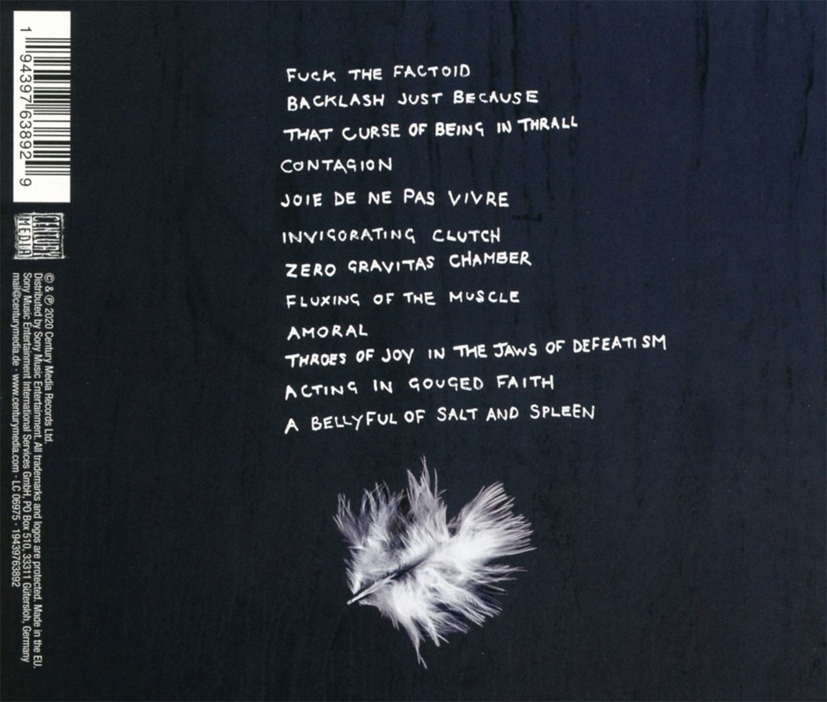 Napalm Death 'Throes of Joy in the Jaws of Defeatism' CD Back