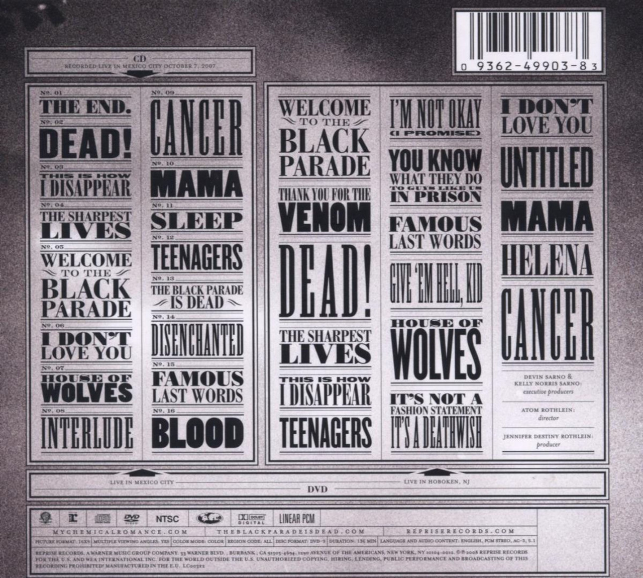 My Chemical Romance 'The Black Parade Is Dead!' CD / DVD