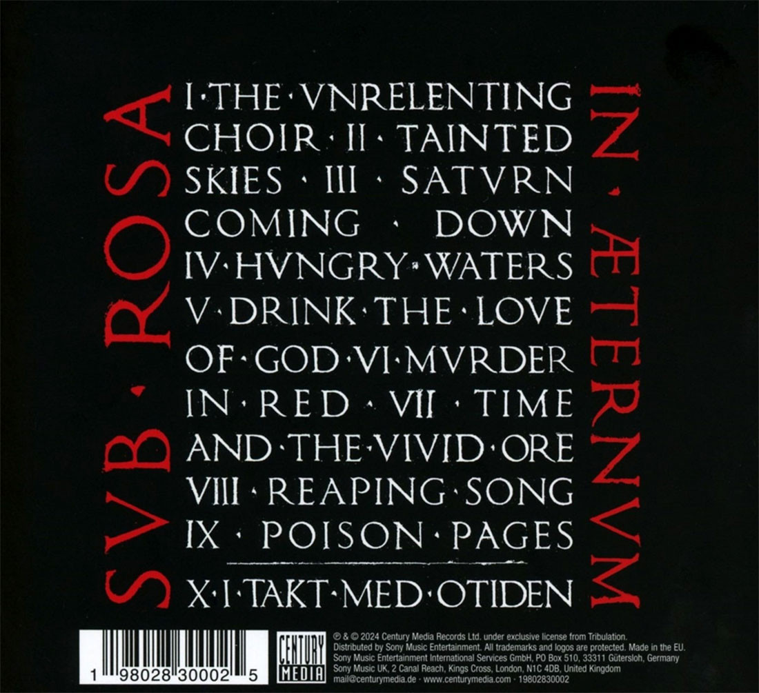 Tribulation 'Sub Rosa in Æternum' CD Hardcover Mediabook Back