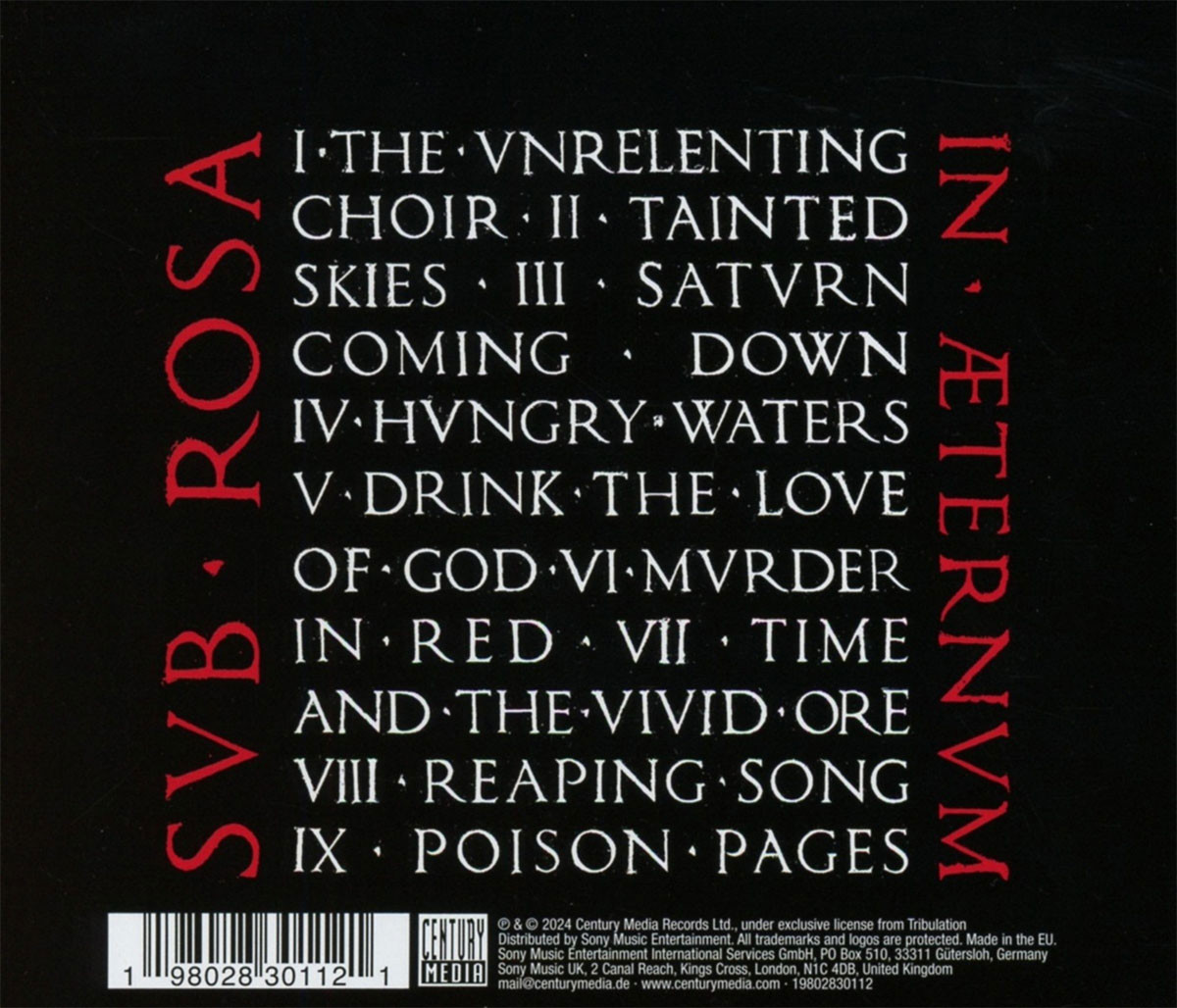 Tribulation 'Hamartia' CD Digipack Back