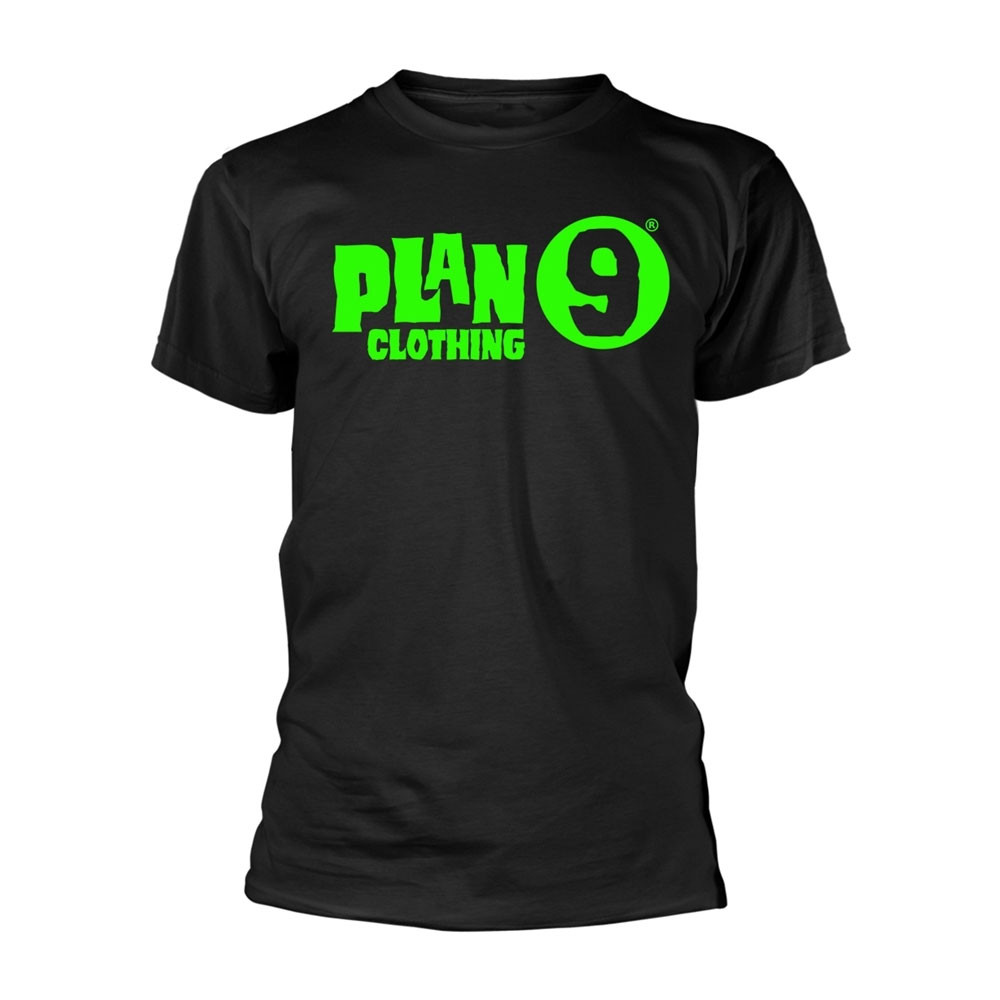 Plan 9 'Green Logo' (Black) T-Shirt Front